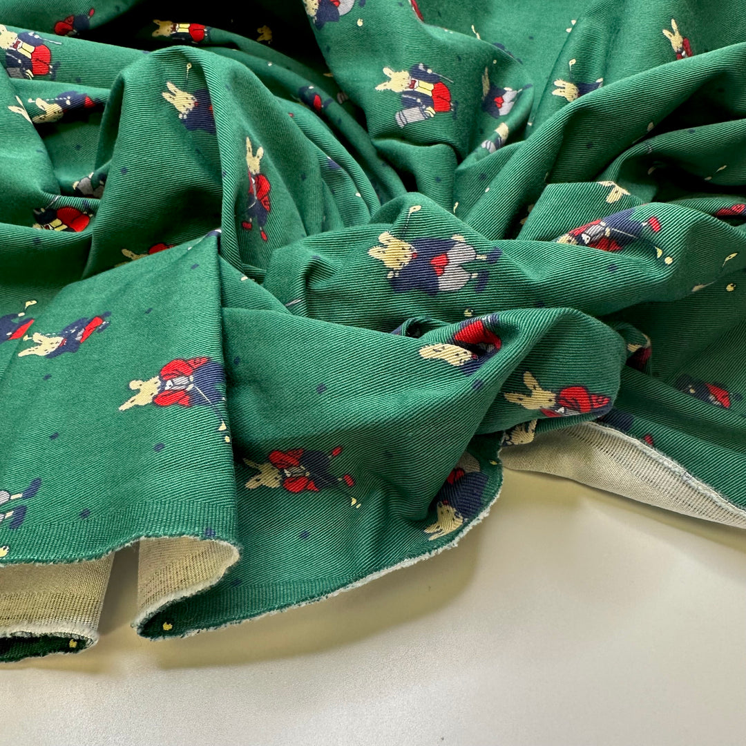 UB - So Dapper - Fire Retardent Cotton Woven - Green Multi Rabbits - 2.35M Bundle