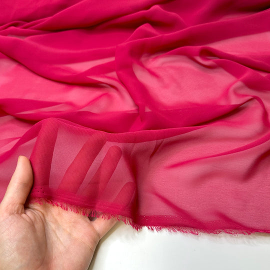 Swanning Around - Chiffon Poly Woven - Pink/Raspberry - 2M Bundle