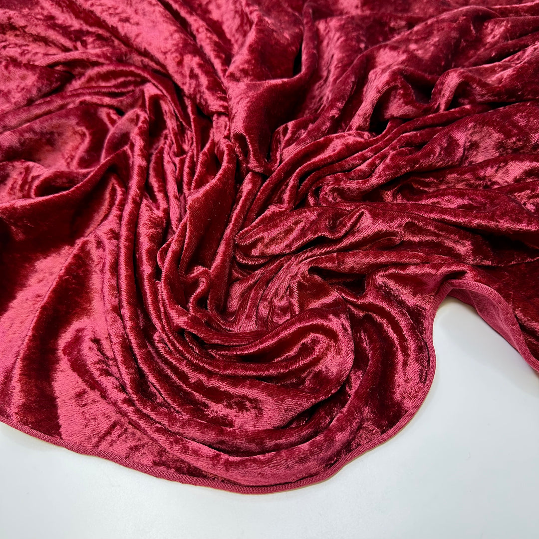 Dramatic Curtains - Knitted Velour Polyester Blend Knit - Burgundy - 0.9M Bundle