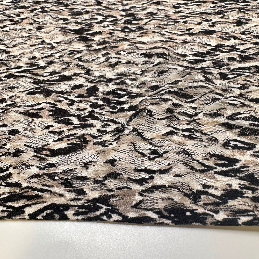 UB - Blending In - Lace Polyester Blend Knit - Light Black/Beige Abstract - 3.1M Bundle