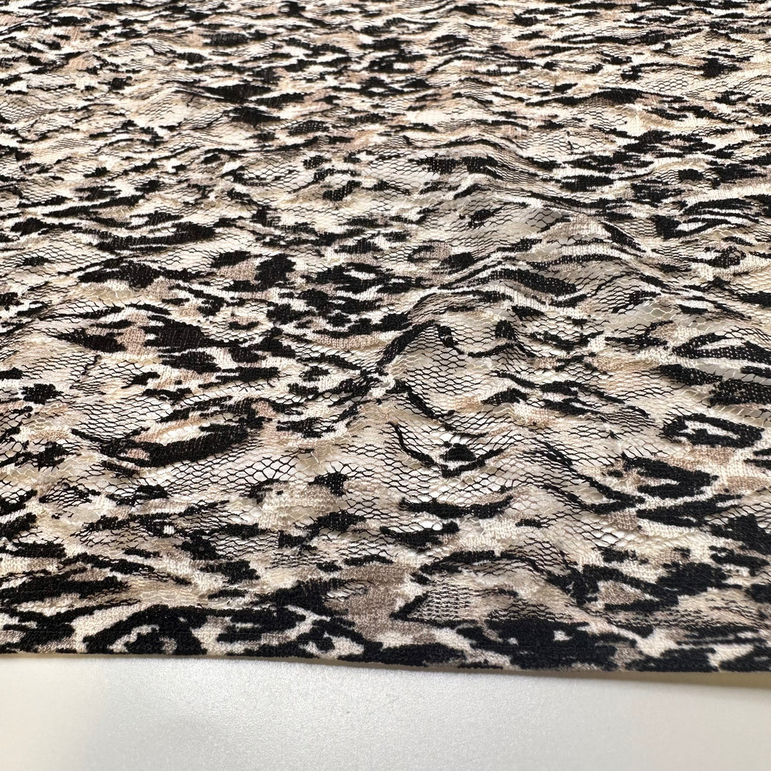 UB - Blending In - Lace Polyester Blend Knit - Light Black/Beige Abstract - 3.1M Bundle
