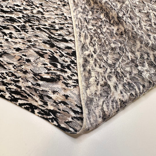 UB - Blending In - Lace Polyester Blend Knit - Light Black/Beige Abstract - 3.1M Bundle