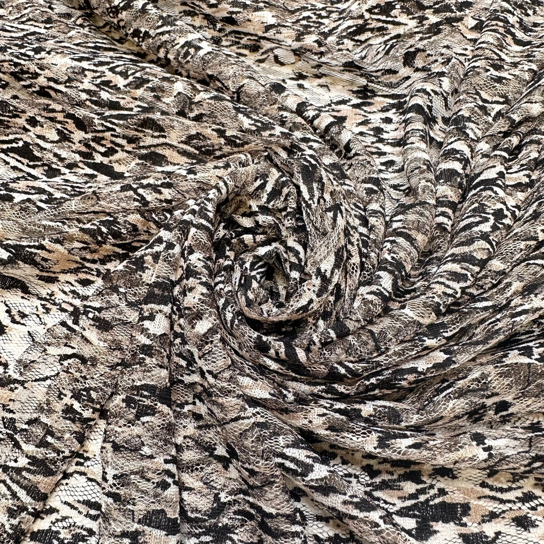 UB - Blending In - Lace Polyester Blend Knit - Light Black/Beige Abstract - 3.1M Bundle
