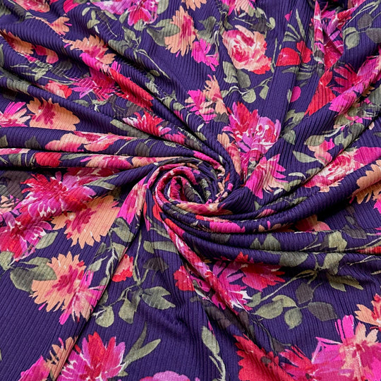 UB - I Can Buy Myself Flowers - Poly Knit - Purple Multi Floral - 1.5M Bundle