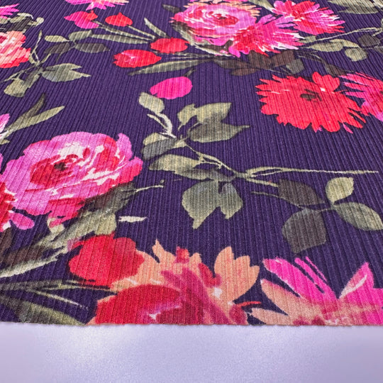 UB - I Can Buy Myself Flowers - Poly Knit - Purple Multi Floral - 1.5M Bundle