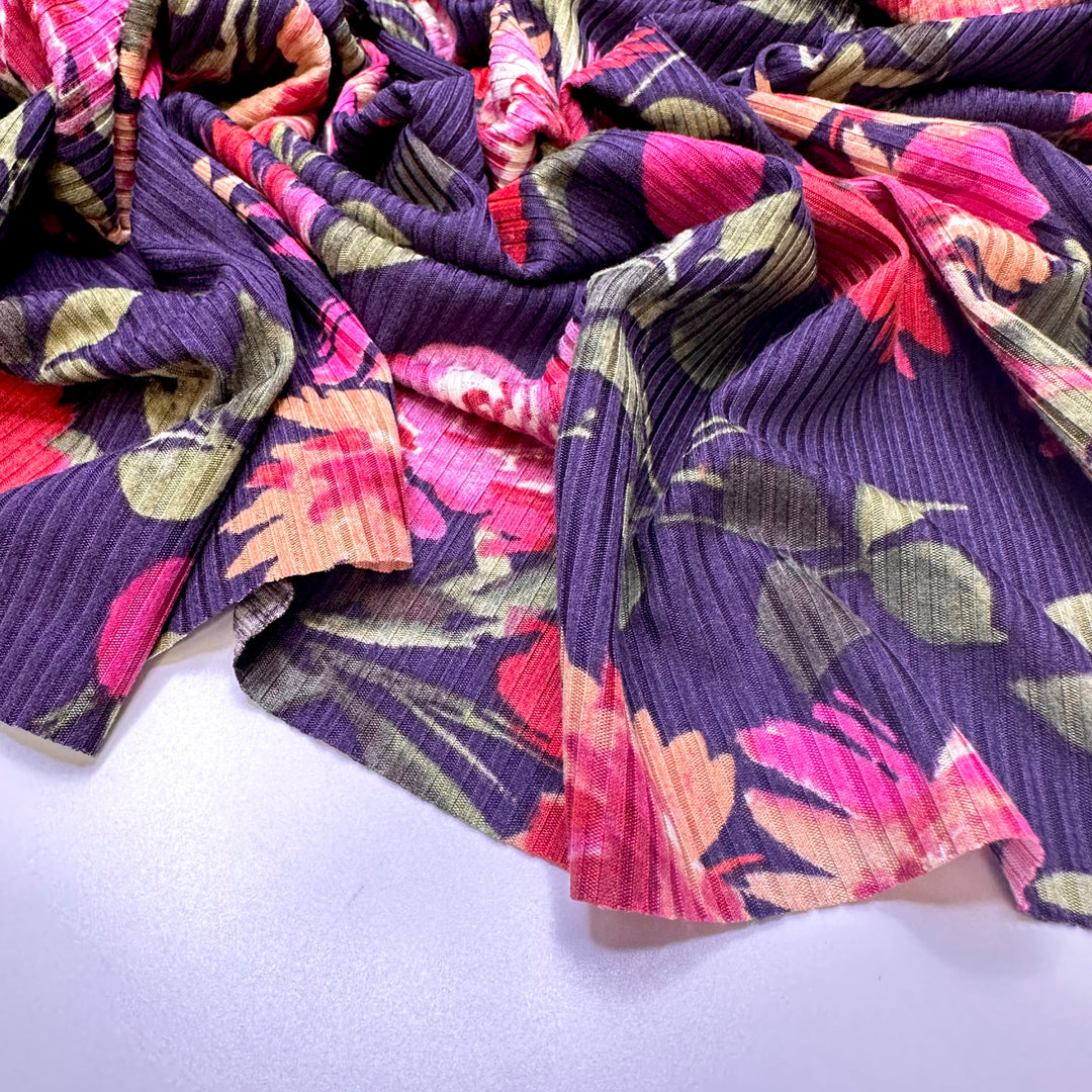 UB - I Can Buy Myself Flowers - Poly Knit - Purple Multi Floral - 1.5M Bundle