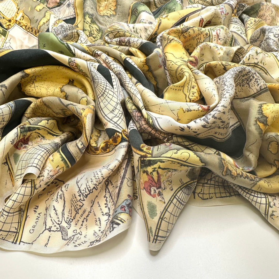 UB - Around The World In 80 Stitches - Silk Woven - Light Green/Beige Maps - 1.6M Bundle