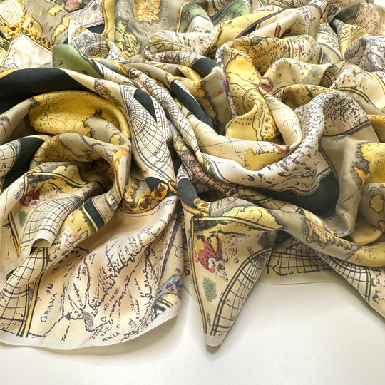 UB - Around The World In 80 Stitches - Silk Woven - Light Green/Beige Maps - 1.6M Bundle