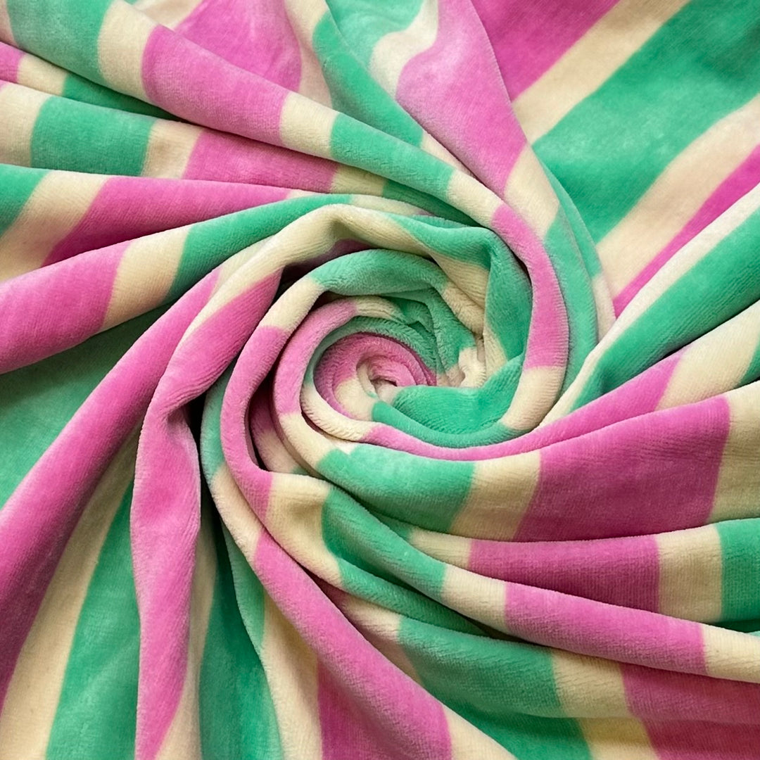 UB - Watching Candy Get Made - Cotton Blend Knit - Light Pink/Green Stripes - 2.15M Bundle