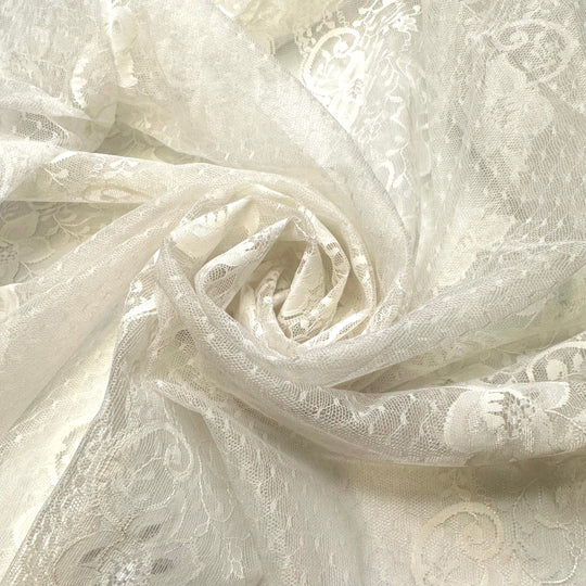 UB - Morning Dew In The Garden - Lace Poly Knit - White Floral - 3M Bundle