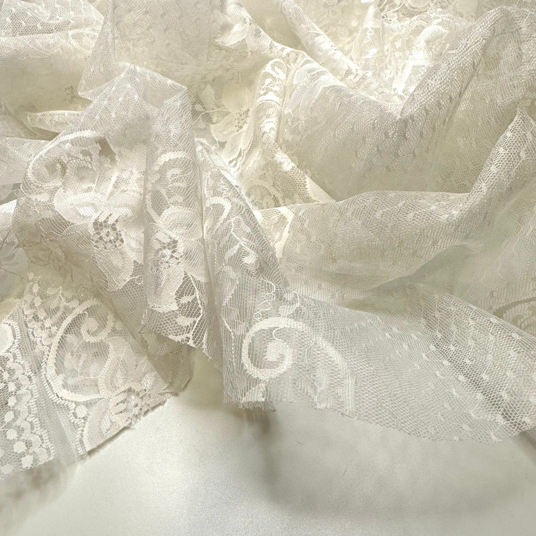 UB - Morning Dew In The Garden - Lace Poly Knit - White Floral - 3M Bundle