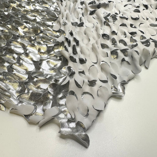 UB - Sculpting With Aluminum Foil - Laser Cut Poly/Spandex Knit - Silver - 1M Bundle