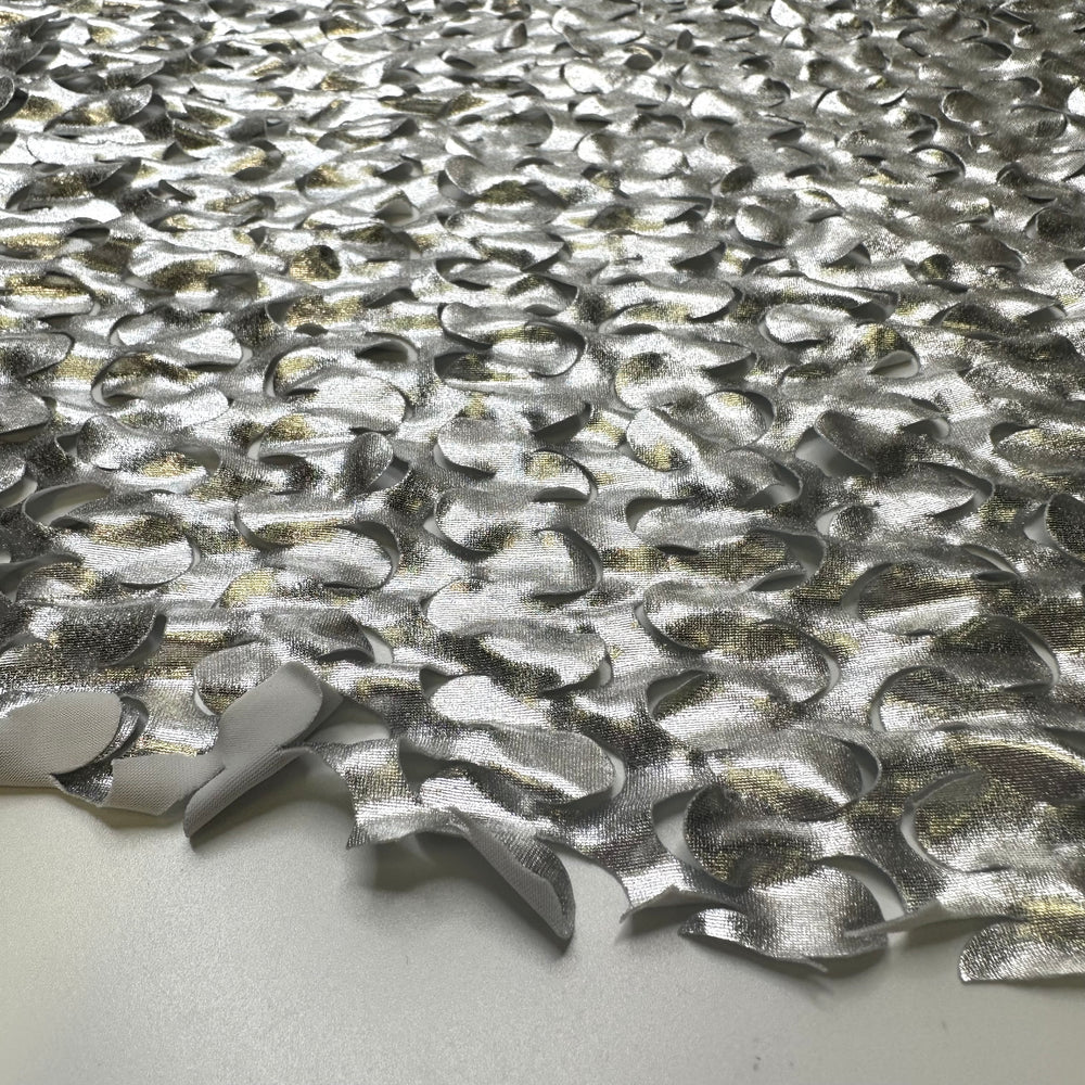 UB - Sculpting With Aluminum Foil - Laser Cut Poly/Spandex Knit - Silver - 1M Bundle