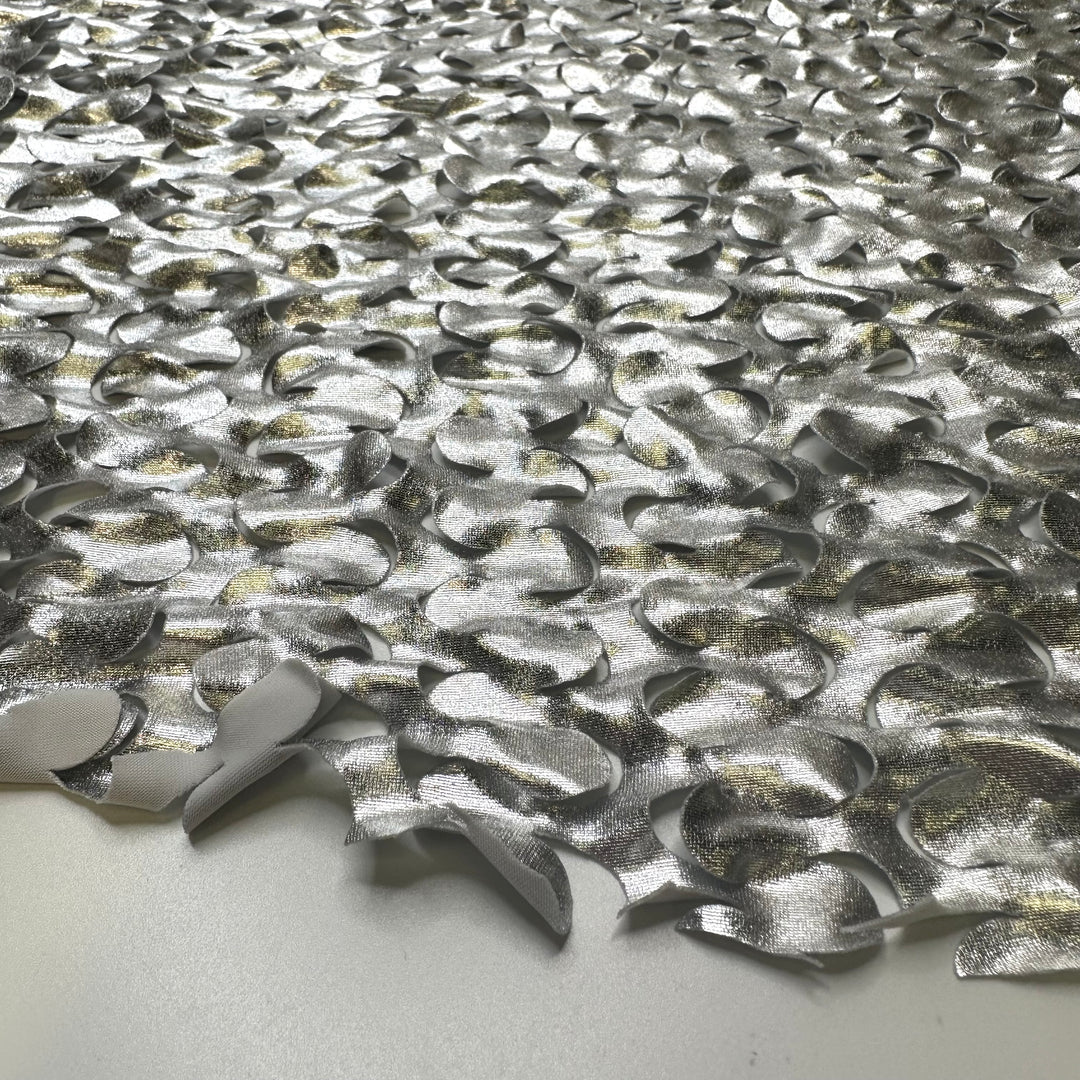 UB - Sculpting With Aluminum Foil - Laser Cut Poly/Spandex Knit - Silver - 1M Bundle