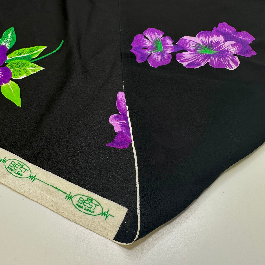 UB - Purple Poppies Please - Crepe Poly Woven - Black/Purple Floral - 2.15M Bundle