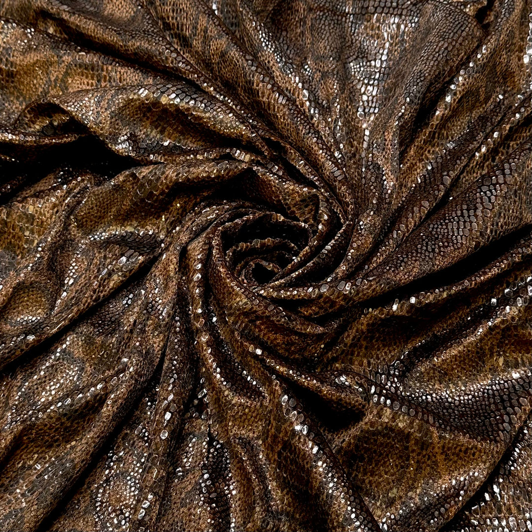 UB - Getting A Pet Snake - Raised Scales Polyester Blend Knit - Dark Brown Multi Animal Print - 1.25M Bundle