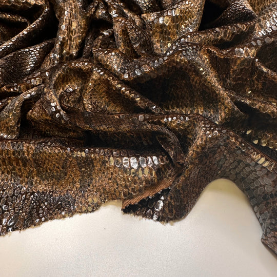 UB - Getting A Pet Snake - Raised Scales Polyester Blend Knit - Dark Brown Multi Animal Print - 1.25M Bundle