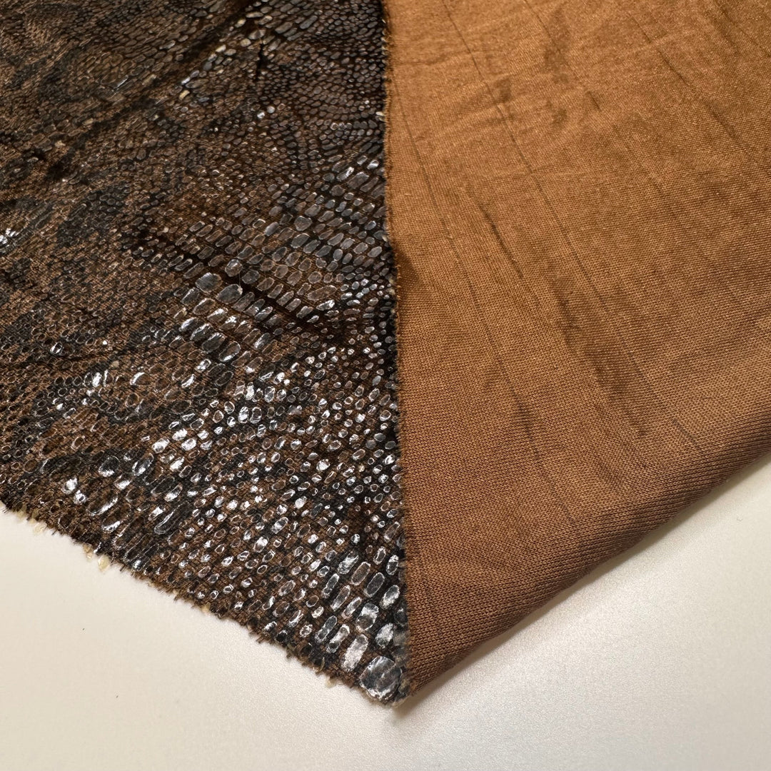 UB - Getting A Pet Snake - Raised Scales Polyester Blend Knit - Dark Brown Multi Animal Print - 1.25M Bundle