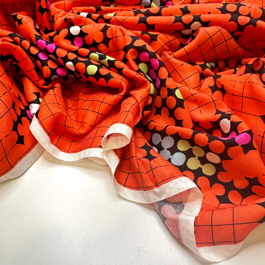 UB - Retro Game Shows - Natural Blend Woven - Orange Multi Geometric - 2.5M Bundle