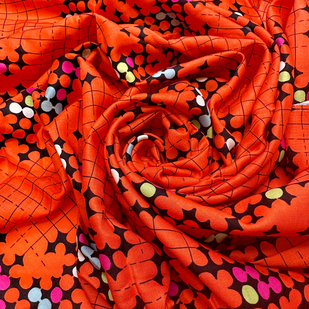 UB - Retro Game Shows - Natural Blend Woven - Orange Multi Geometric - 2.5M Bundle
