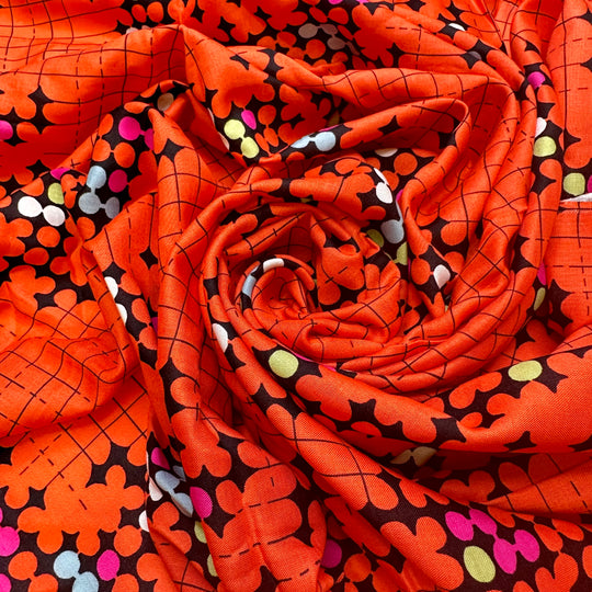 UB - Retro Game Shows - Natural Blend Woven - Orange Multi Geometric - 2.5M Bundle