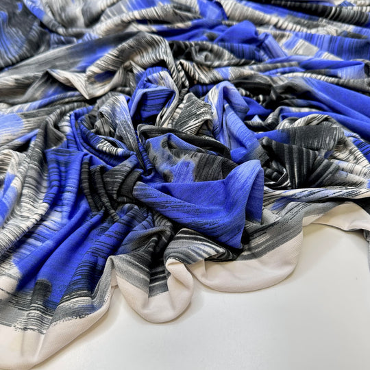 Night Out With Friends - Jersey Polyester Blend Knit - Dark Blue/Grey Abstract - 3.85M Bundle