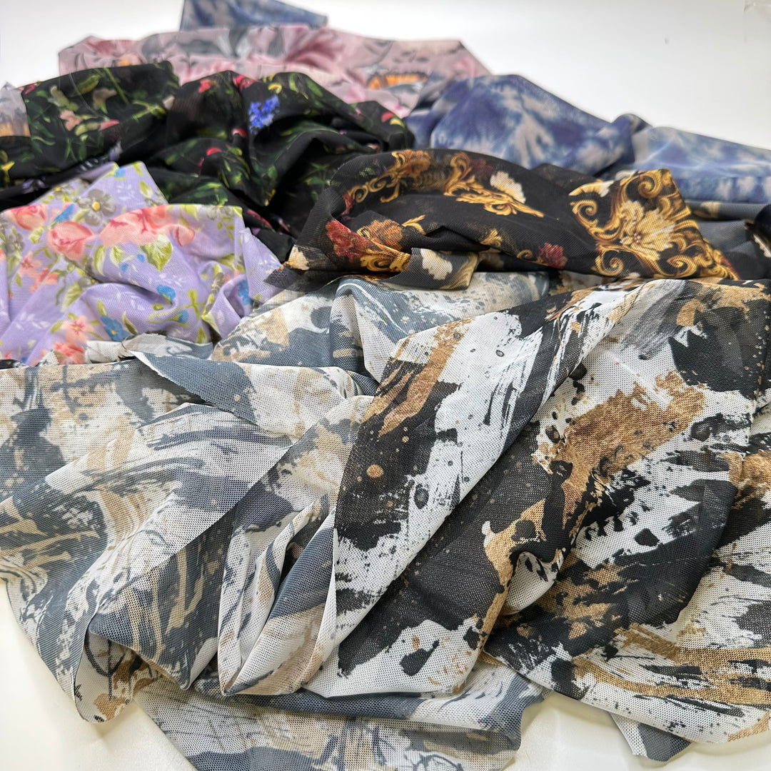 Printed Mesh Sample Pack - Mesh Poly/Spandex Knit - Multi Varies - 0.5M Bundle