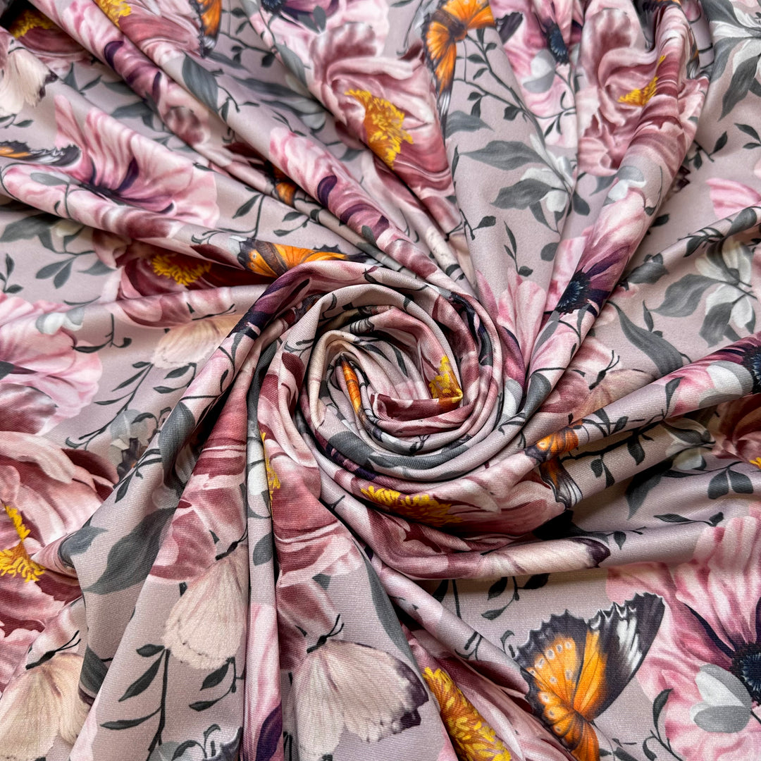 Stopping To Smell The Flowers - Poly/Spandex Knit - Pink Multi Floral - 1.3M Bundle