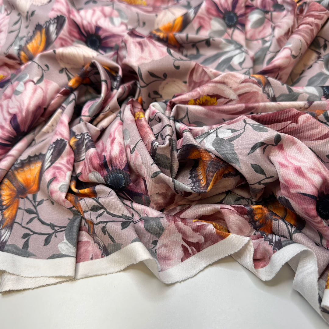 Stopping To Smell The Flowers - Poly/Spandex Knit - Pink Multi Floral - 1.3M Bundle