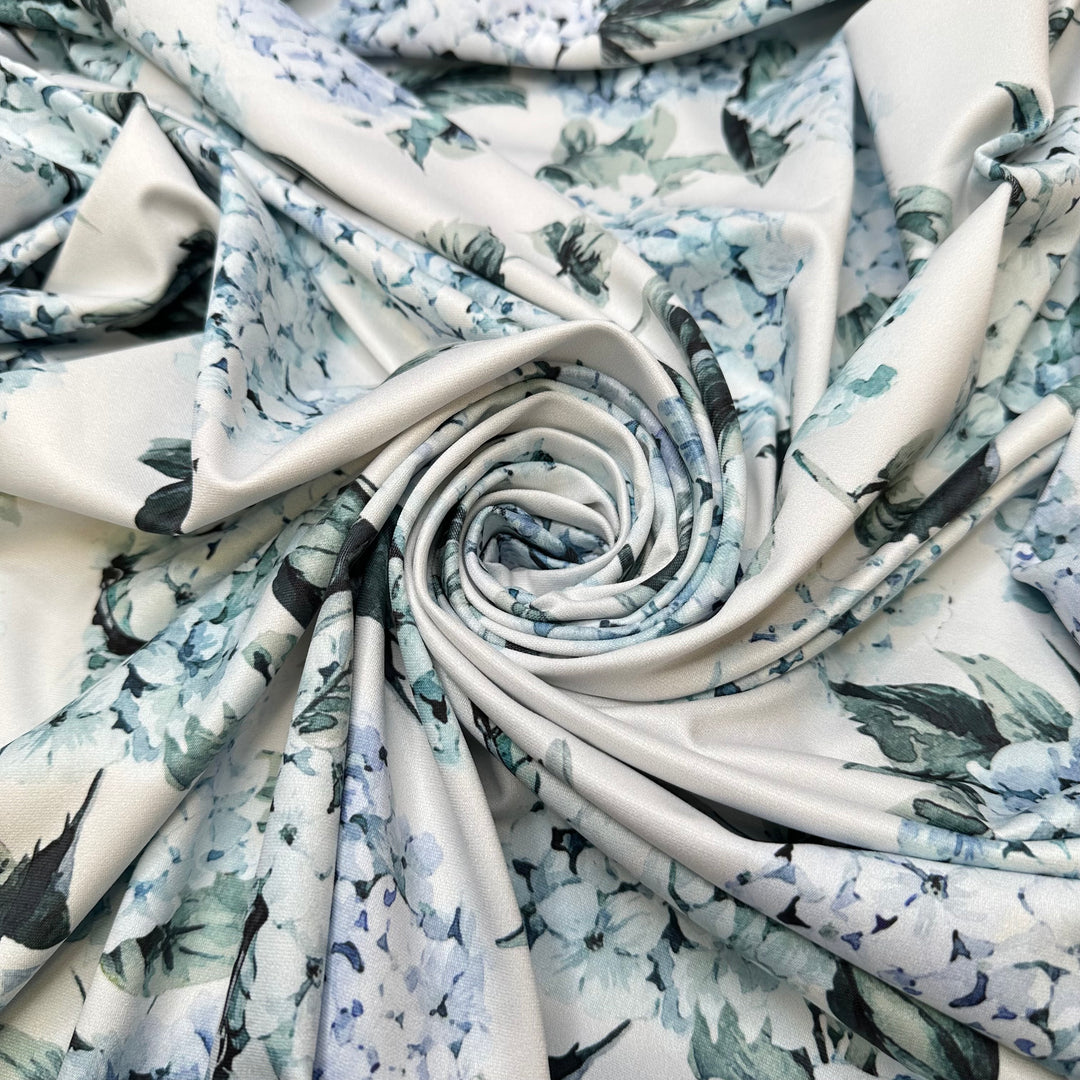 3 Day Weekend - Poly/Spandex Knit - White/Blue Floral - Bundles