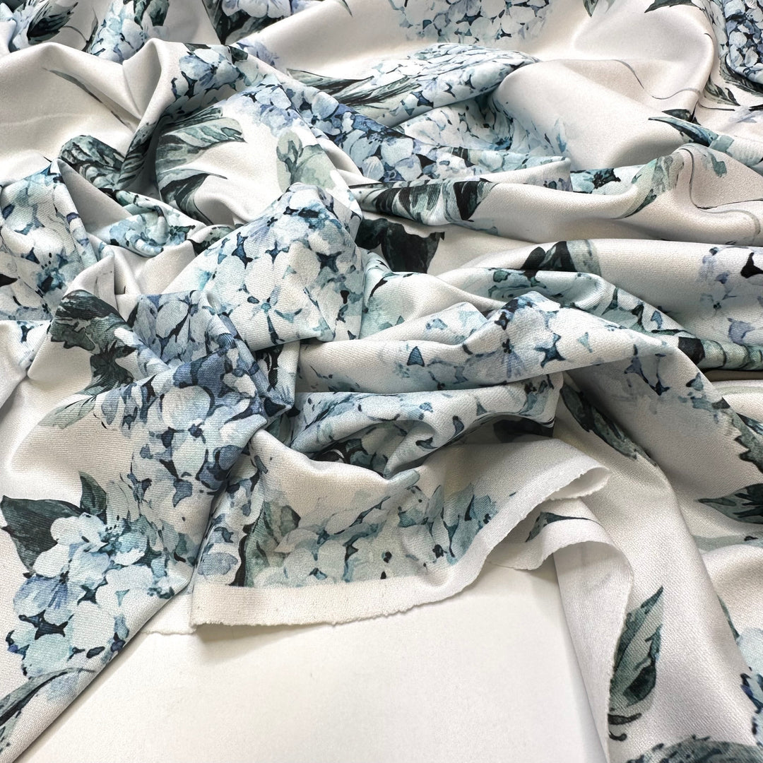 3 Day Weekend - Poly/Spandex Knit - White/Blue Floral - Bundles