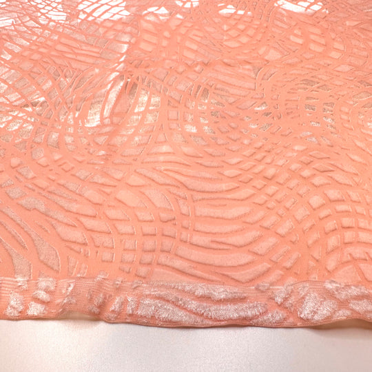 Completing Everything On My To-Do List - Velvet Flocking Mesh Poly/Spandex Knit - Light Pink Geometric - 1M Bundle