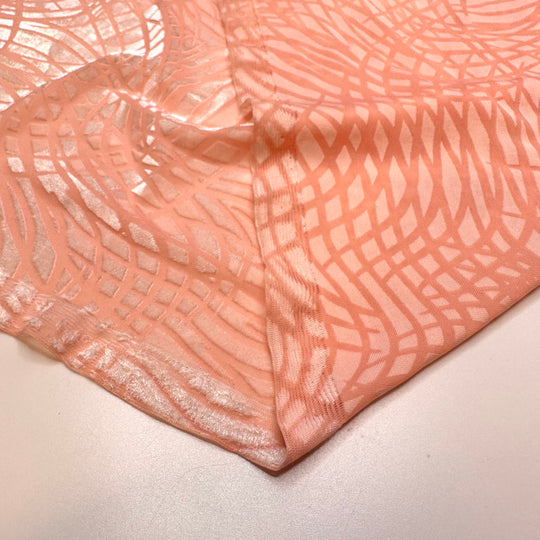Completing Everything On My To-Do List - Velvet Flocking Mesh Poly/Spandex Knit - Light Pink Geometric - 1M Bundle