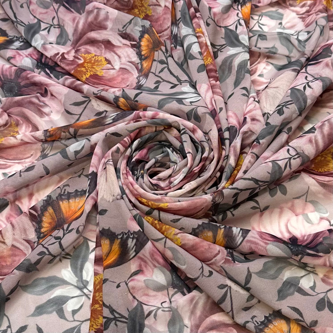 Getting Myself A Little Treat - Mesh Poly/Spandex Knit - Pink Multi Floral - 2.5M Bundle