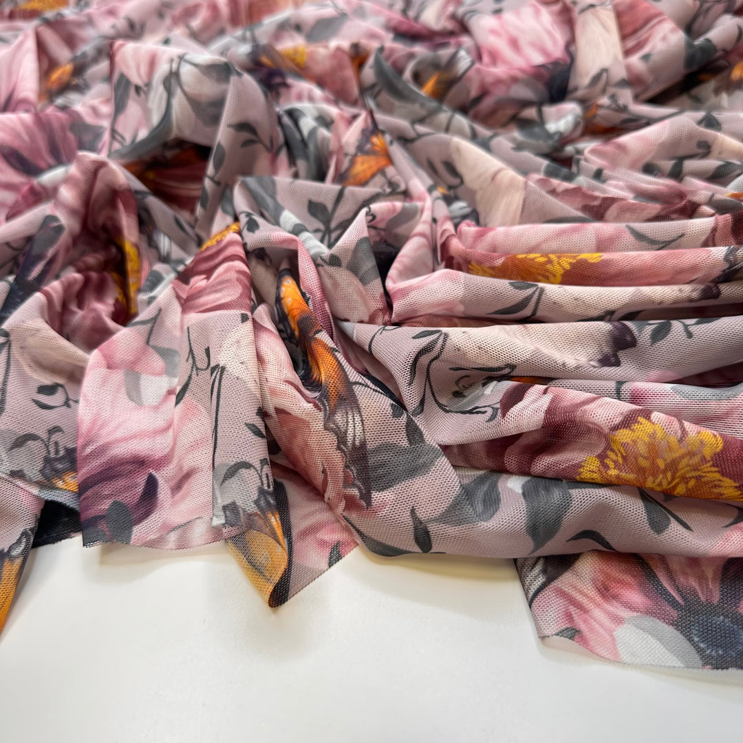 Getting Myself A Little Treat - Mesh Poly/Spandex Knit - Pink Multi Floral - 2.5M Bundle