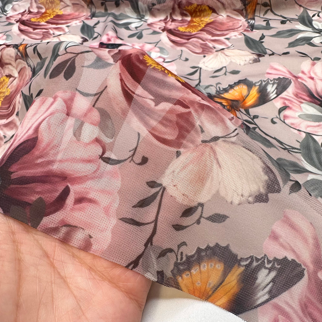 Getting Myself A Little Treat - Mesh Poly/Spandex Knit - Pink Multi Floral - 2.5M Bundle
