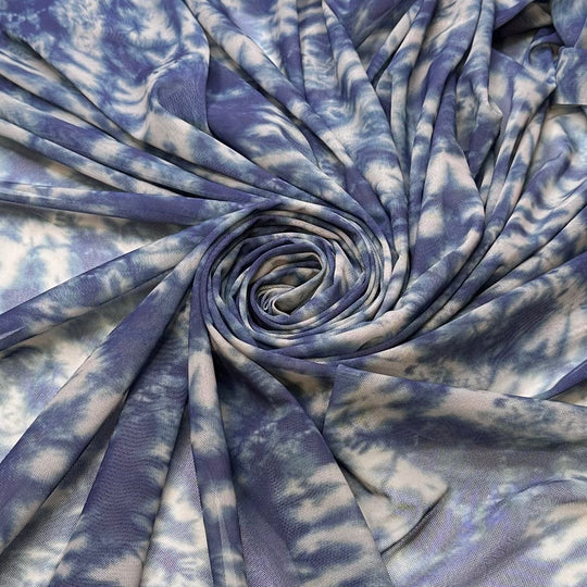 A Cold Shower - Mesh Poly/Spandex Knit - Dark Blue Abstract - 1M Bundle