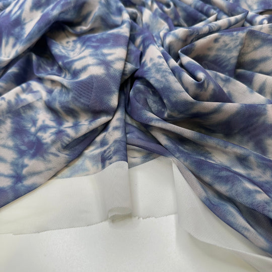 A Cold Shower - Mesh Poly/Spandex Knit - Dark Blue Abstract - 1M Bundle