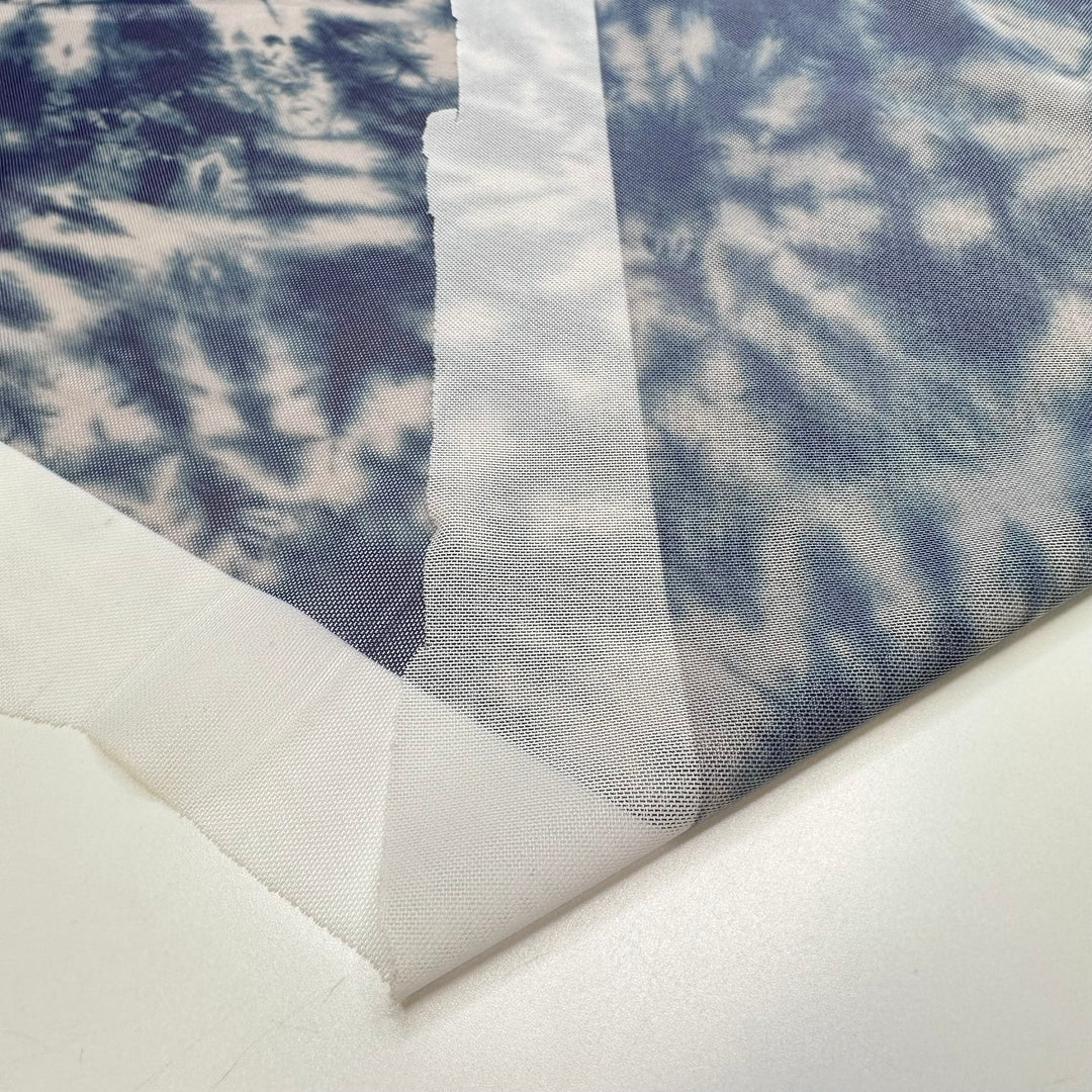 A Cold Shower - Mesh Poly/Spandex Knit - Dark Blue Abstract - 1M Bundle