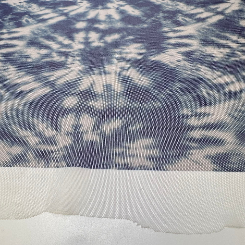 A Cold Shower - Mesh Poly/Spandex Knit - Dark Blue Abstract - 1M Bundle