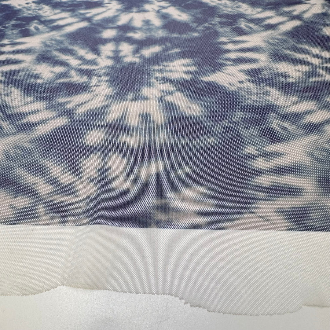 A Cold Shower - Mesh Poly/Spandex Knit - Dark Blue Abstract - 1M Bundle