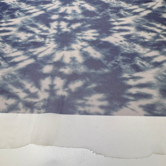 A Cold Shower - Mesh Poly/Spandex Knit - Dark Blue Abstract - 1M Bundle