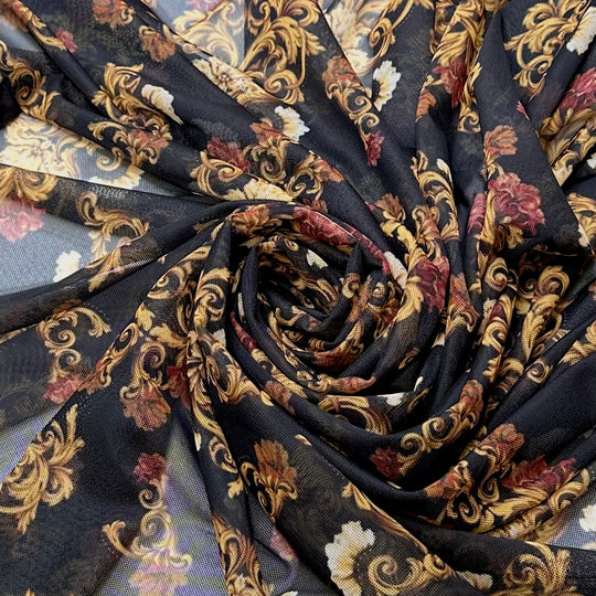 Winning A Contest - Mesh Poly/Spandex Knit - Black Multi Floral - Bundles