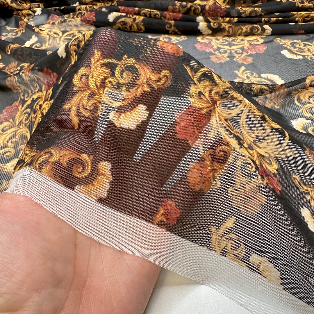 Winning A Contest - Mesh Poly/Spandex Knit - Black Multi Floral - Bundles