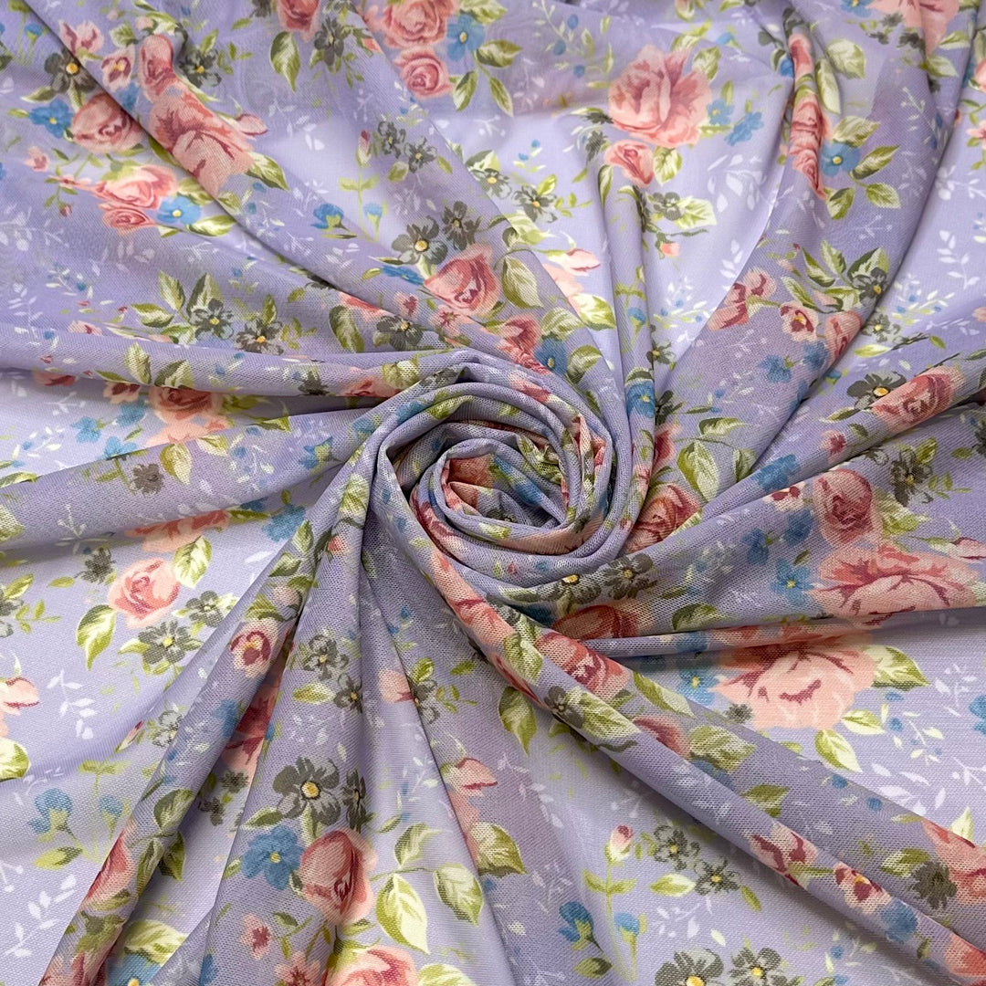 A Weekend Away - Mesh Poly/Spandex Knit - Light Purple Multi Floral - Bundles