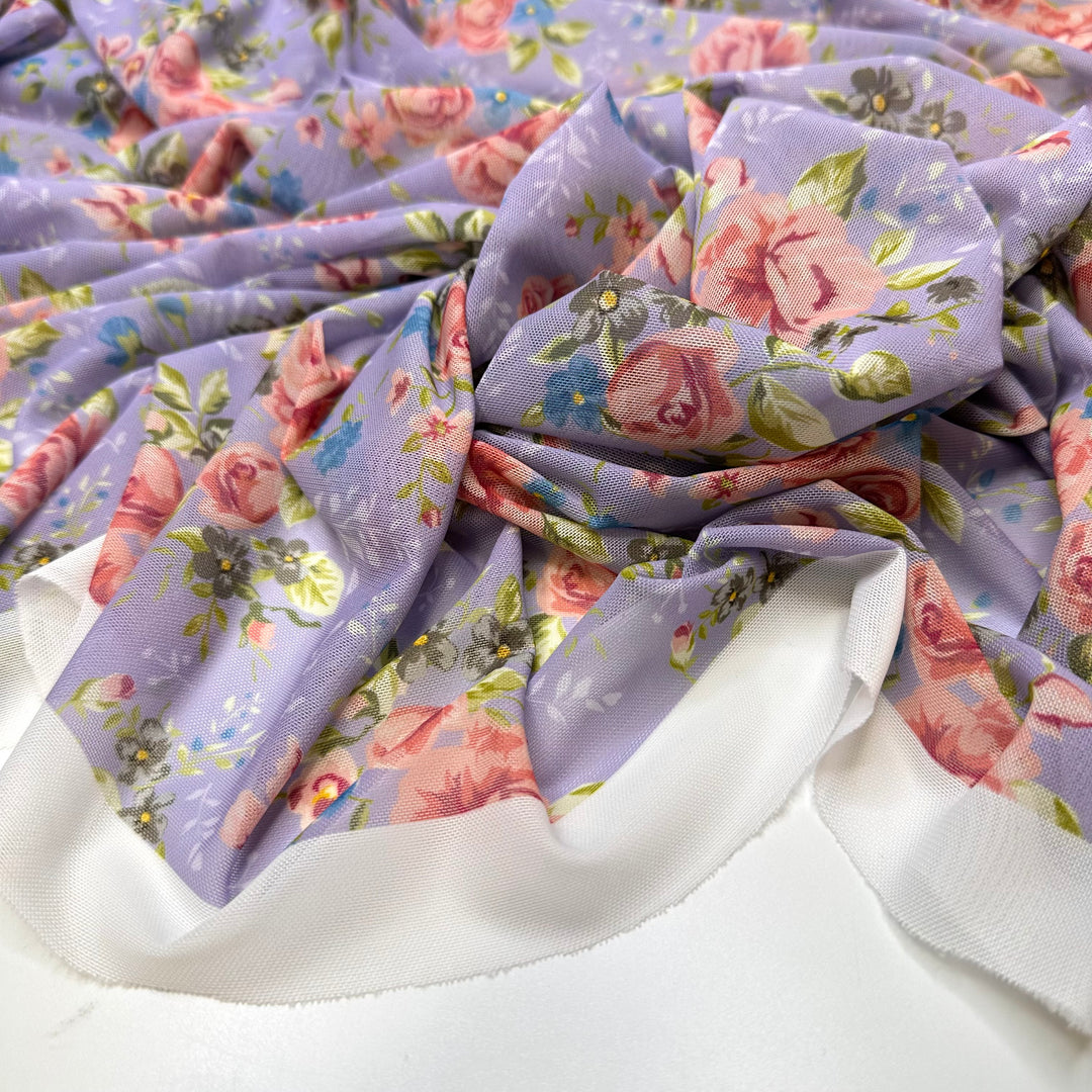 A Weekend Away - Mesh Poly/Spandex Knit - Light Purple Multi Floral - Bundles