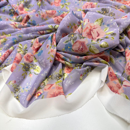 A Weekend Away - Mesh Poly/Spandex Knit - Light Purple Multi Floral - Bundles