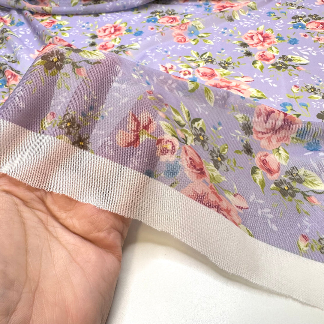 A Weekend Away - Mesh Poly/Spandex Knit - Light Purple Multi Floral - Bundles