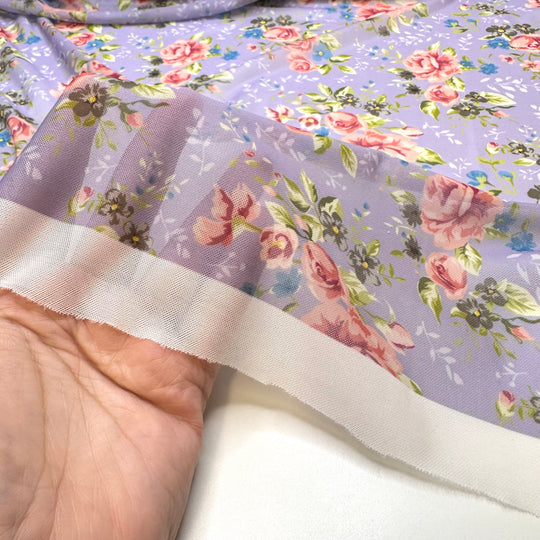 A Weekend Away - Mesh Poly/Spandex Knit - Light Purple Multi Floral - Bundles