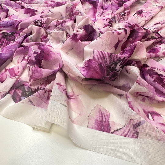 Getting A Raise - Mesh Poly/Spandex Knit - Pink Multi Floral - 1M Bundle